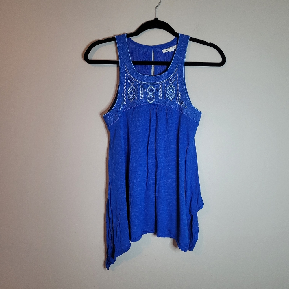 American Eagle Blue Boho Embroidered Tank
